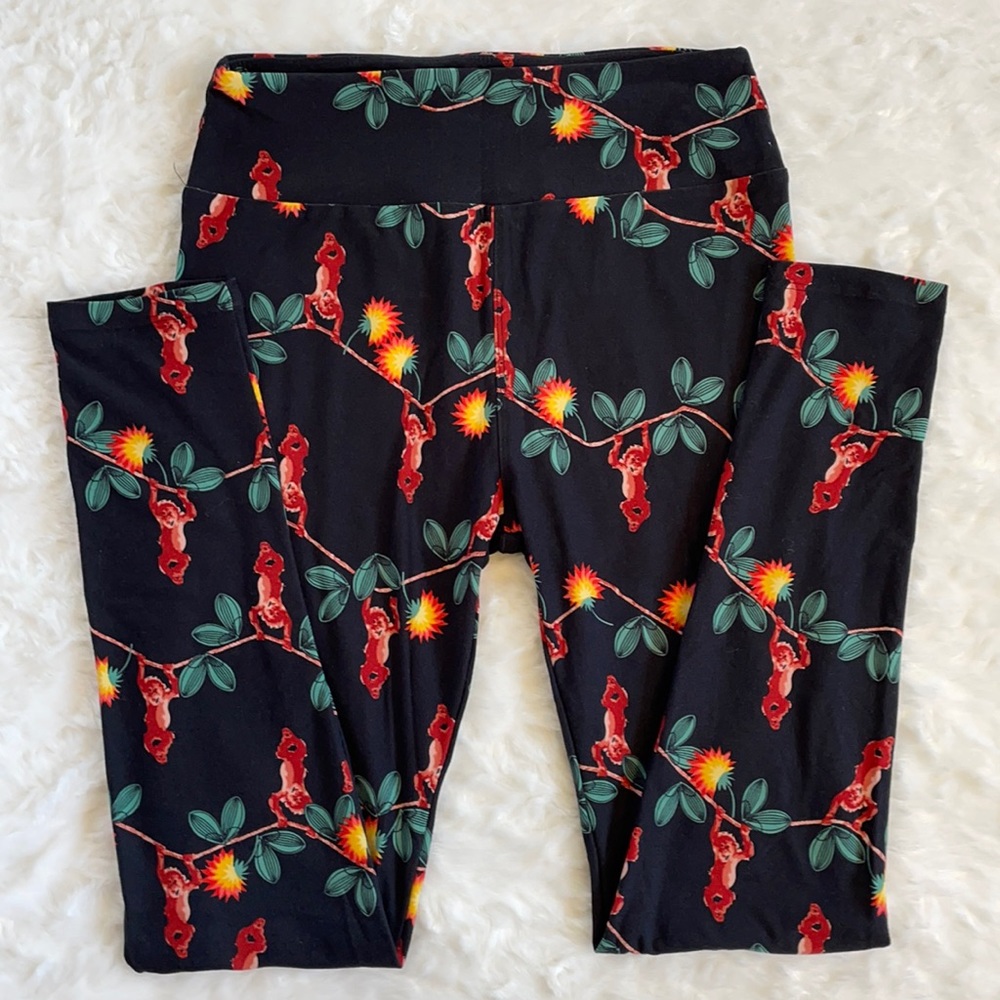 LuLaRoe Leggings OS Orangutans monkeys black